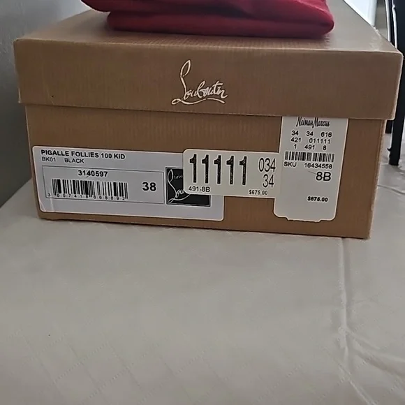 Christian Louboutin Pigalle Follies 100, Size 7 US/38 EU, Black - Picture 5 of 6